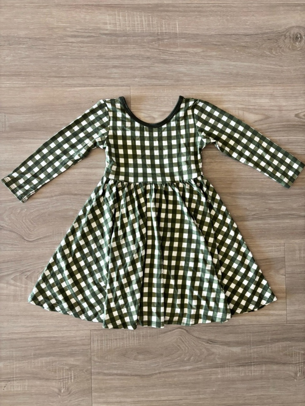 Kyte Baby Bamboo Girls Green and White Gingham Long-Sleeve Dress 18/24m